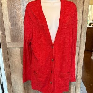 Women's Red Cardigan Sweater